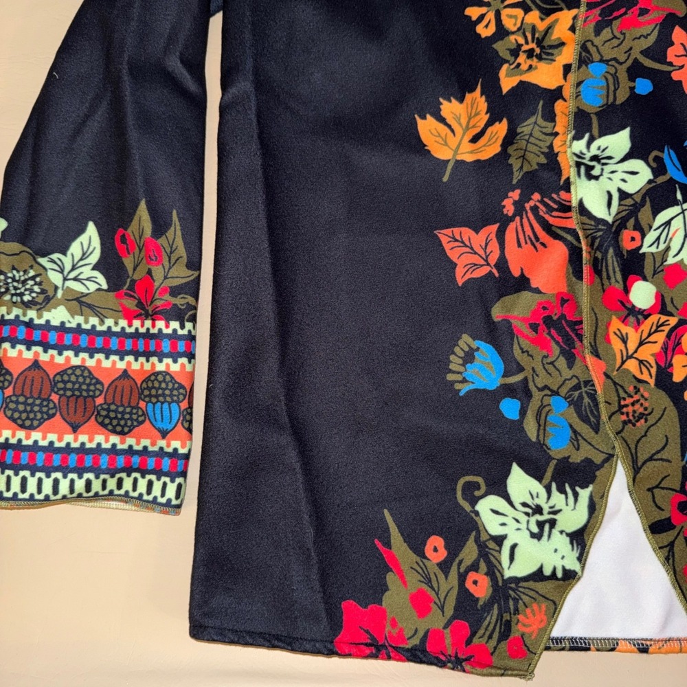 Misslook Black Floral Open Front Long Sleeve Women's Cardigan XL - Picture 3 of 10